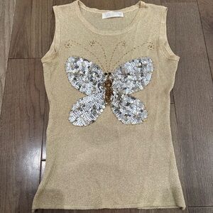 Vintage Y2K gold beaded butterfly tank!